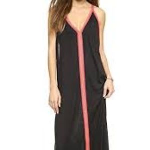 Pitusa Sun Maxi Dress, Black w/Fuchsia, One Size